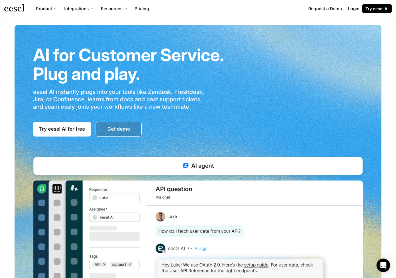 eesel AI Conversational AI showing Conversational AI - Empowering AI for Everyone