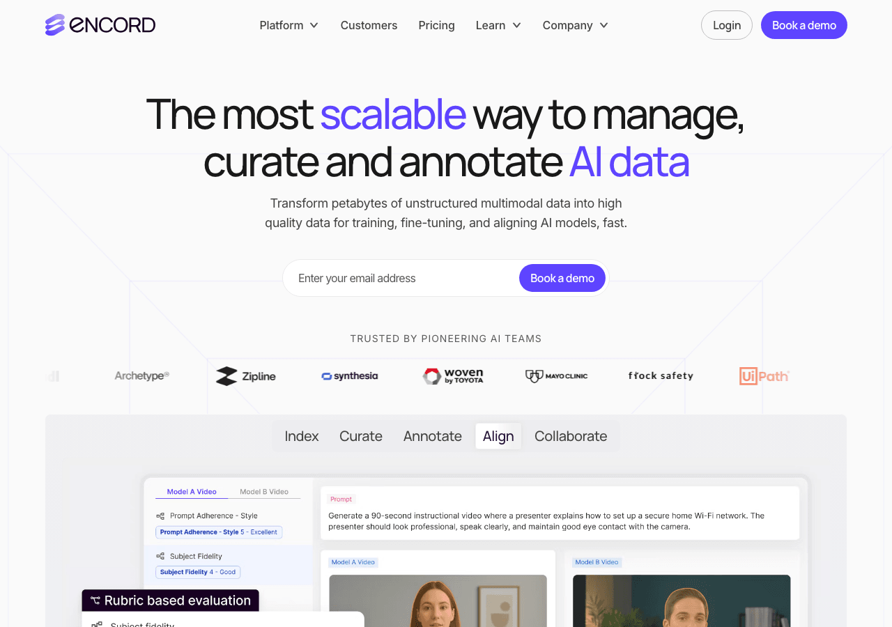 Encord Data Analytics showing Data Analytics - Multimodal data annotation for next-generation AI.