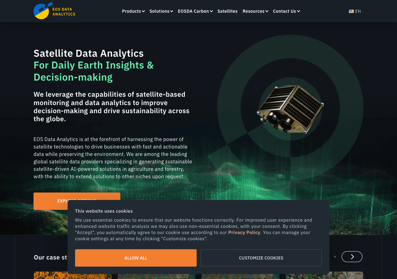 EOS Data Analytics (EOSDA) Data Analytics showing satellite imagery - Bringing Space Data Down to Earth