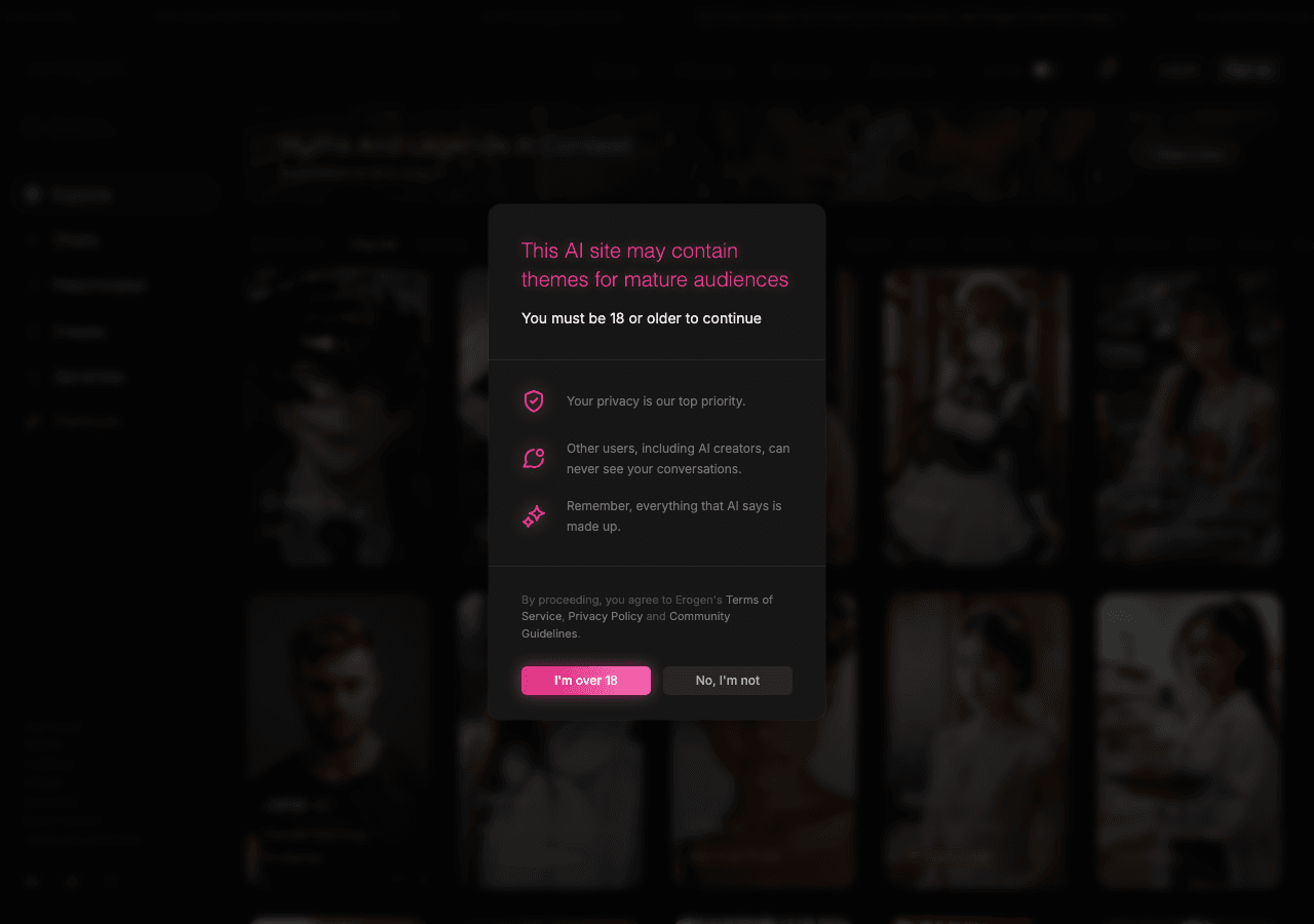 Erogen AI Conversational AI showing Conversational AI - Uncensored AI companions for immersive roleplay