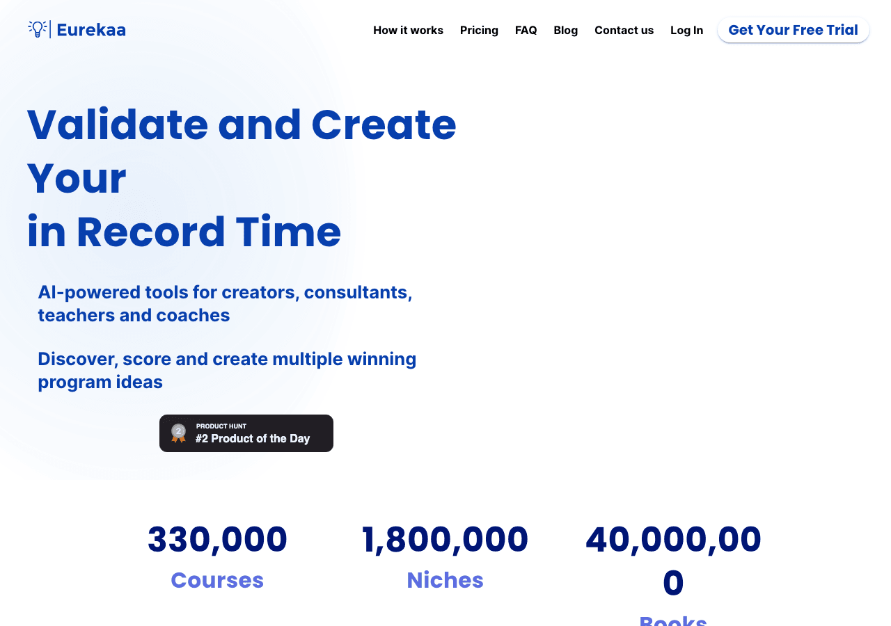 Eurekaa Data Analytics showing Data Analytics - Discover and validate your next course idea