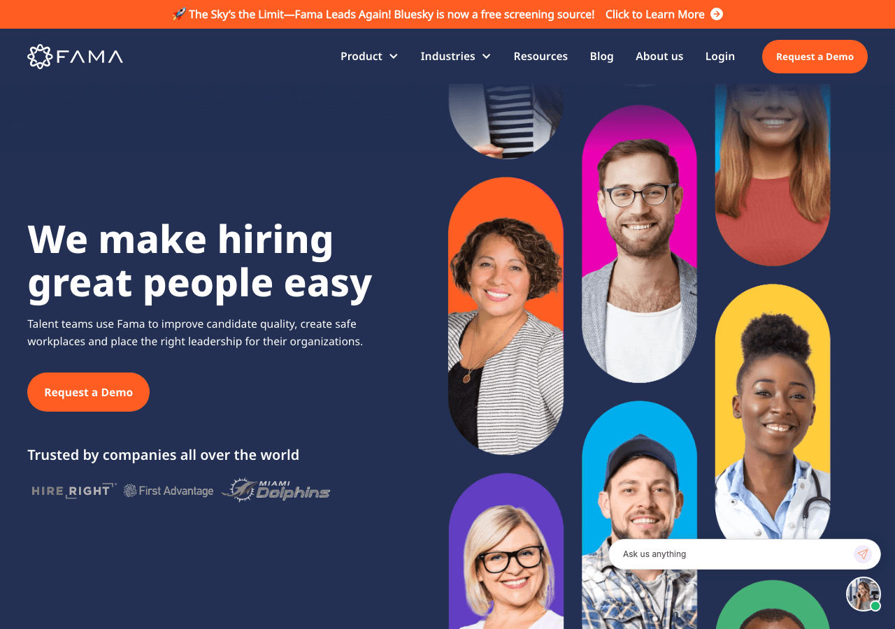 Fama Data Analytics showing Data Analytics - We make hiring great people easy
