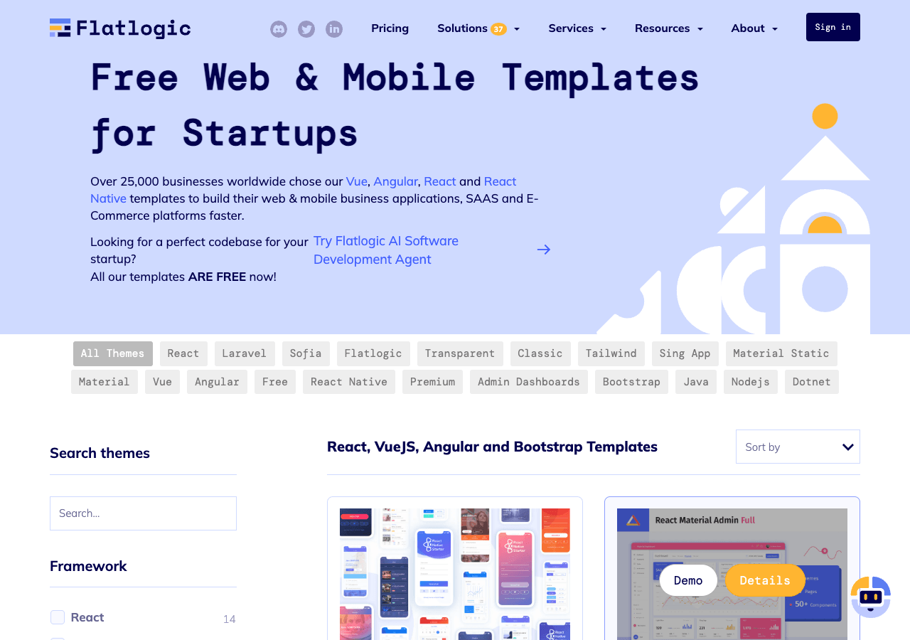 Flatlogic Code Assistance showing Code Assistance - Build web & mobile apps faster with free, customizable templates and AI-p