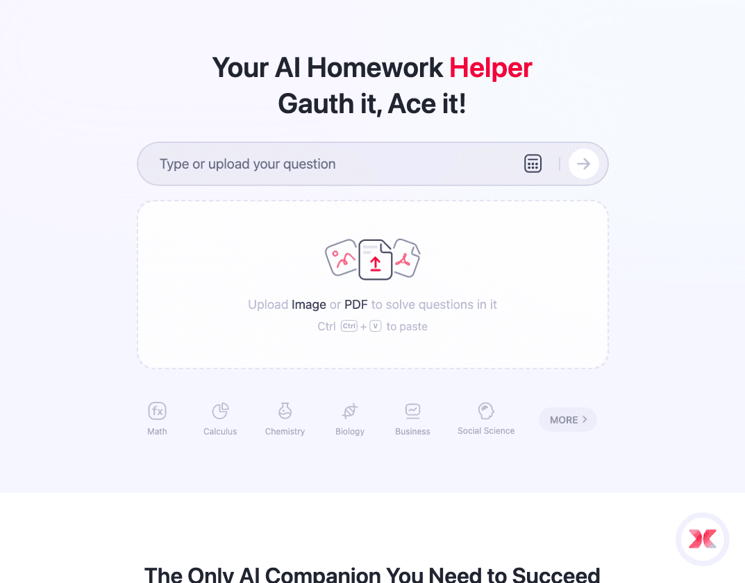 Gauth Conversational AI showing Conversational AI - Best AI homework helper for all school subjects