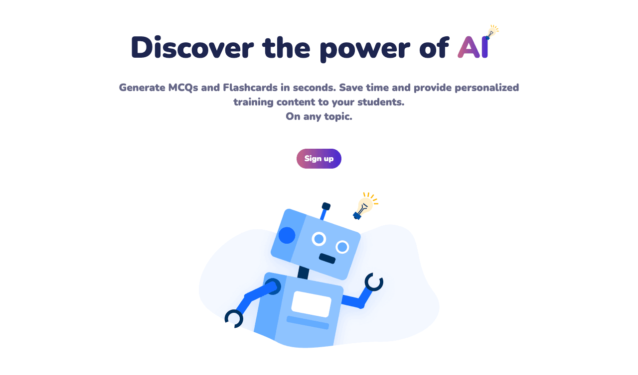 Quiz Wizard Writing & Translation showing Writing & Translation - Generate MCQs and Flashcards in Seconds