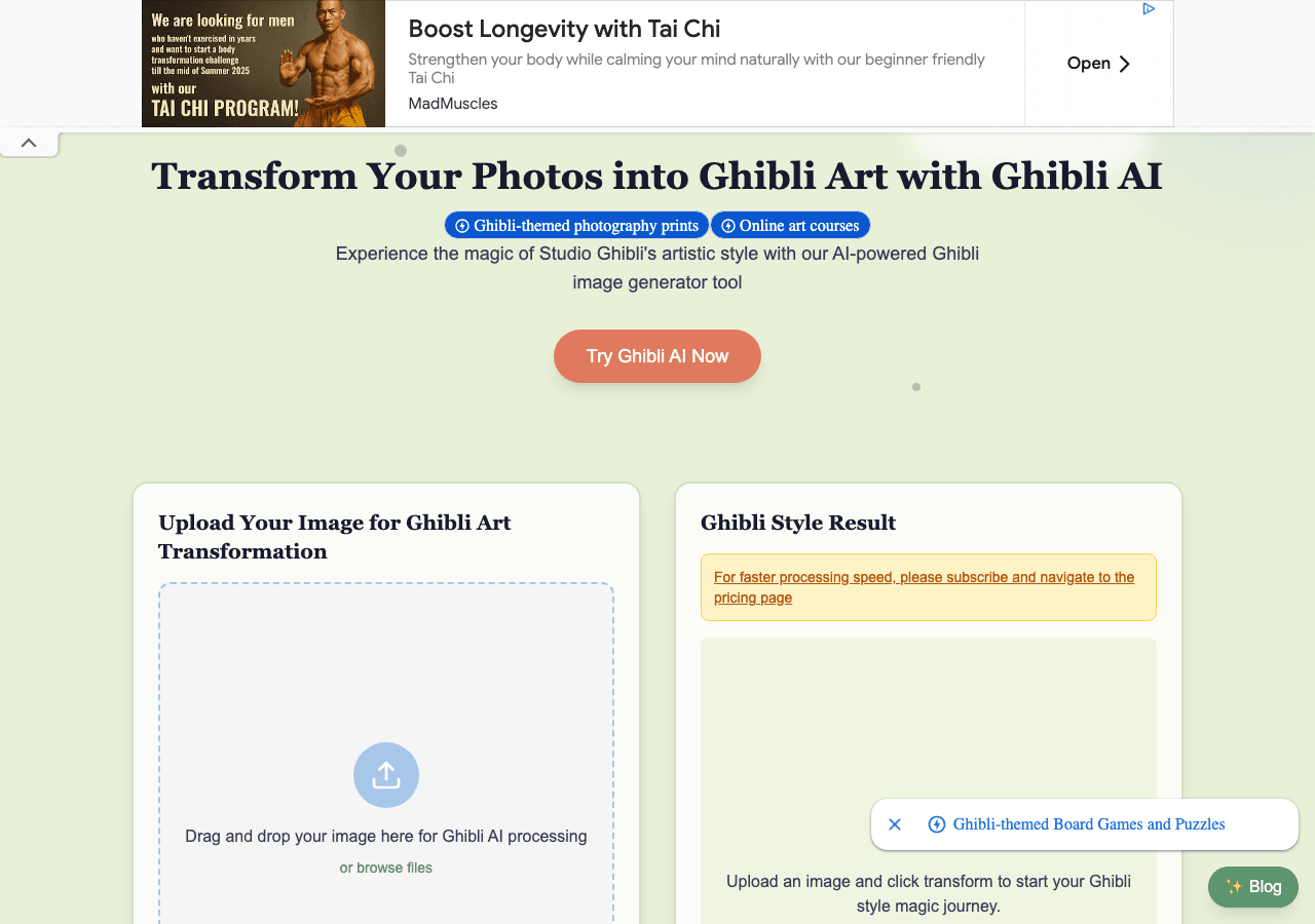 Ghibli AI Image Generation showing Image Generation - Unlock the magic of Ghibli in your text