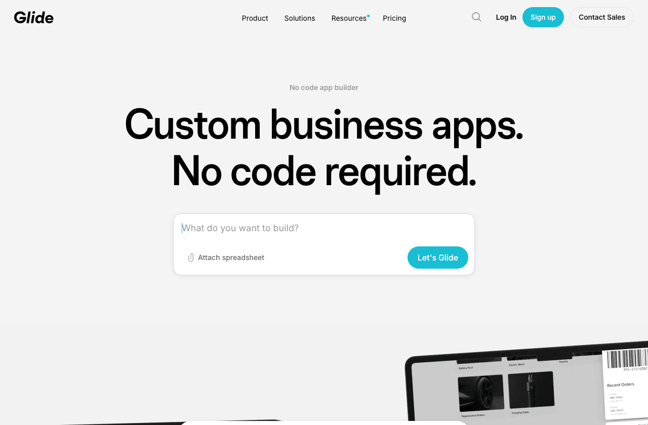 Glide Productivity & Collaboration showing Productivity & Collaboration - Build intelligent apps from spreadsheets—no code ne