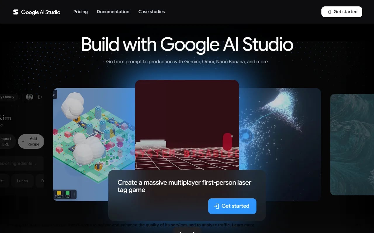 Google AI Studio Productivity & Collaboration showing Productivity & Collaboration - The fastest way to build AI-first applic