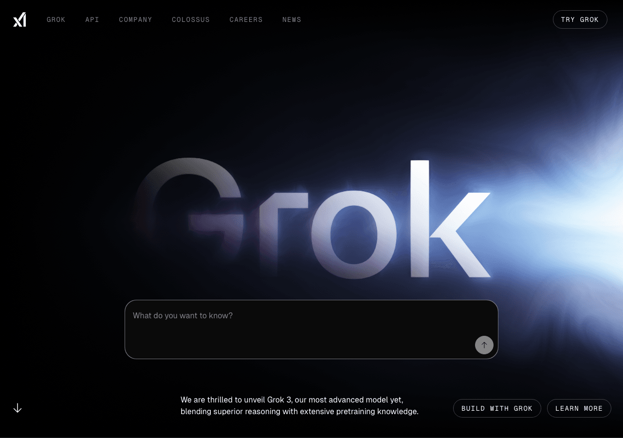 Grok Conversational AI showing Conversational AI - Your cosmic AI guide for real-time discovery and creation
