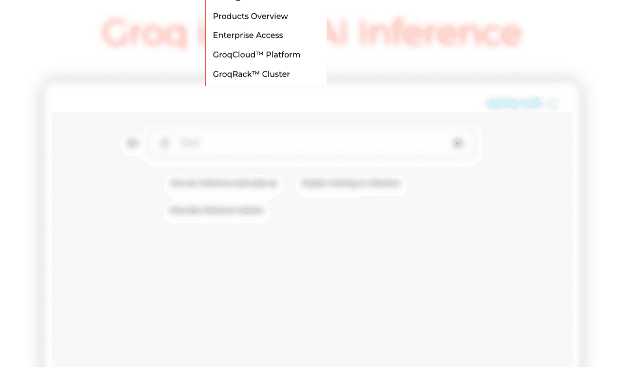 Groq Conversational AI showing language processing unit - Fast, low cost inference.