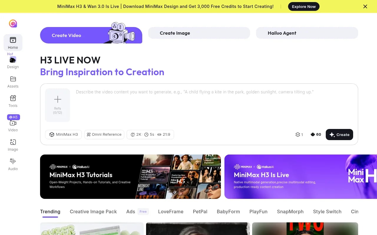 Hailuo AI Video Generation showing Video Generation - Bring Inspiration to Creation