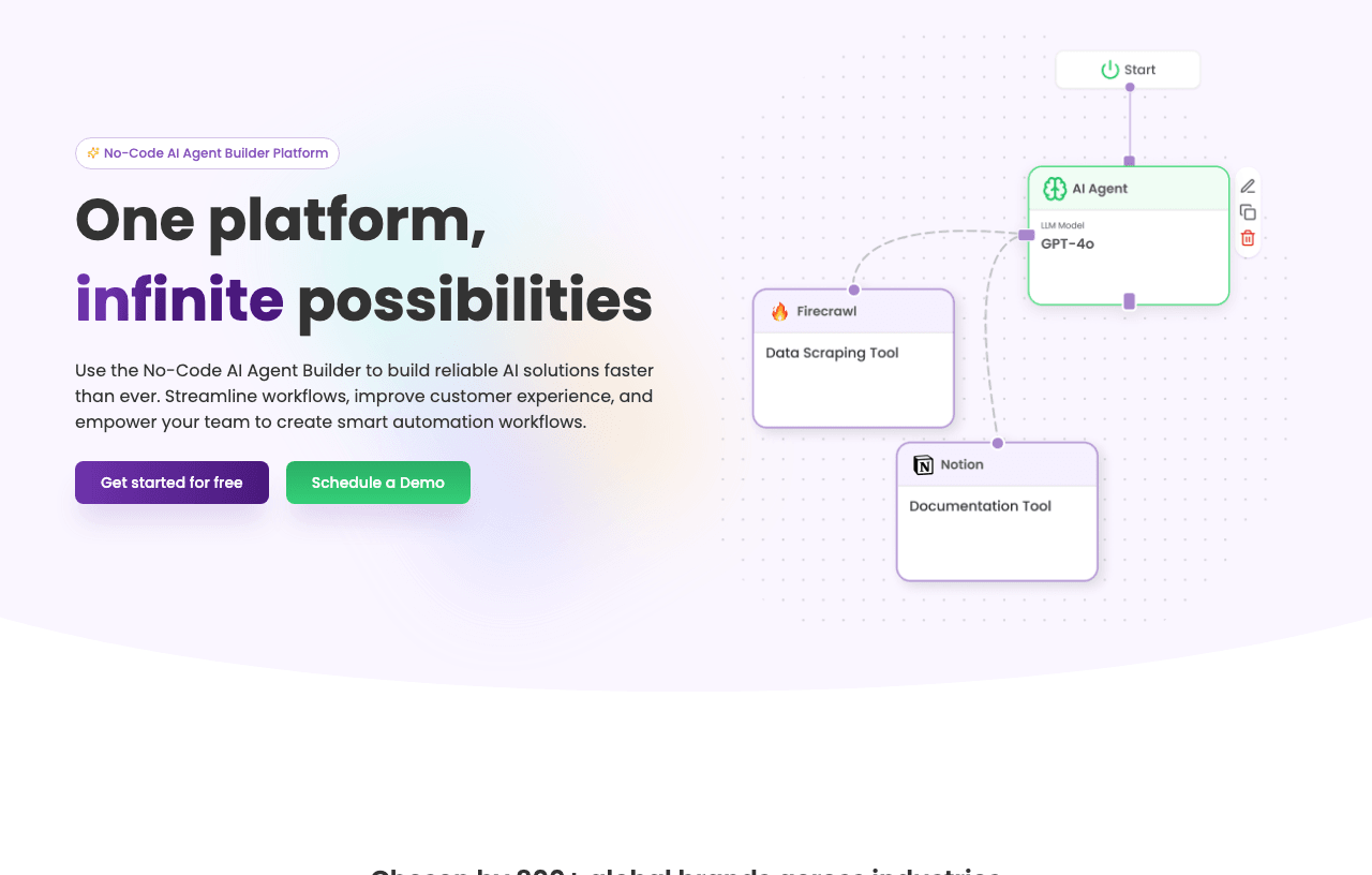 Tars Conversational AI showing Conversational AI - No-code AI Agents for Sales, Support, Marketing & Automation