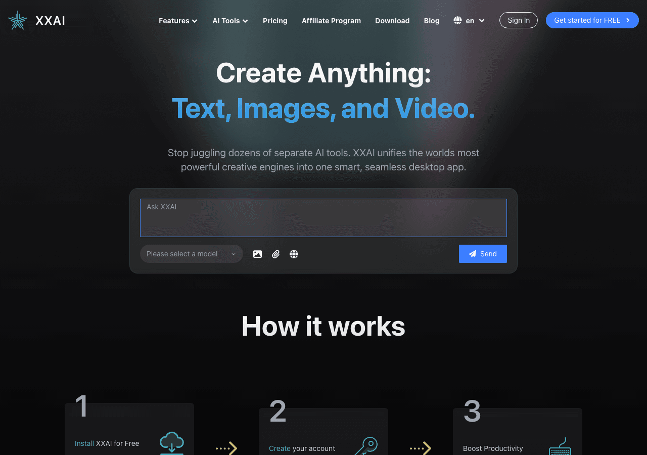 XX.AI Conversational AI showing Conversational AI - Redefining how you write, communicate, and get work done with the most po