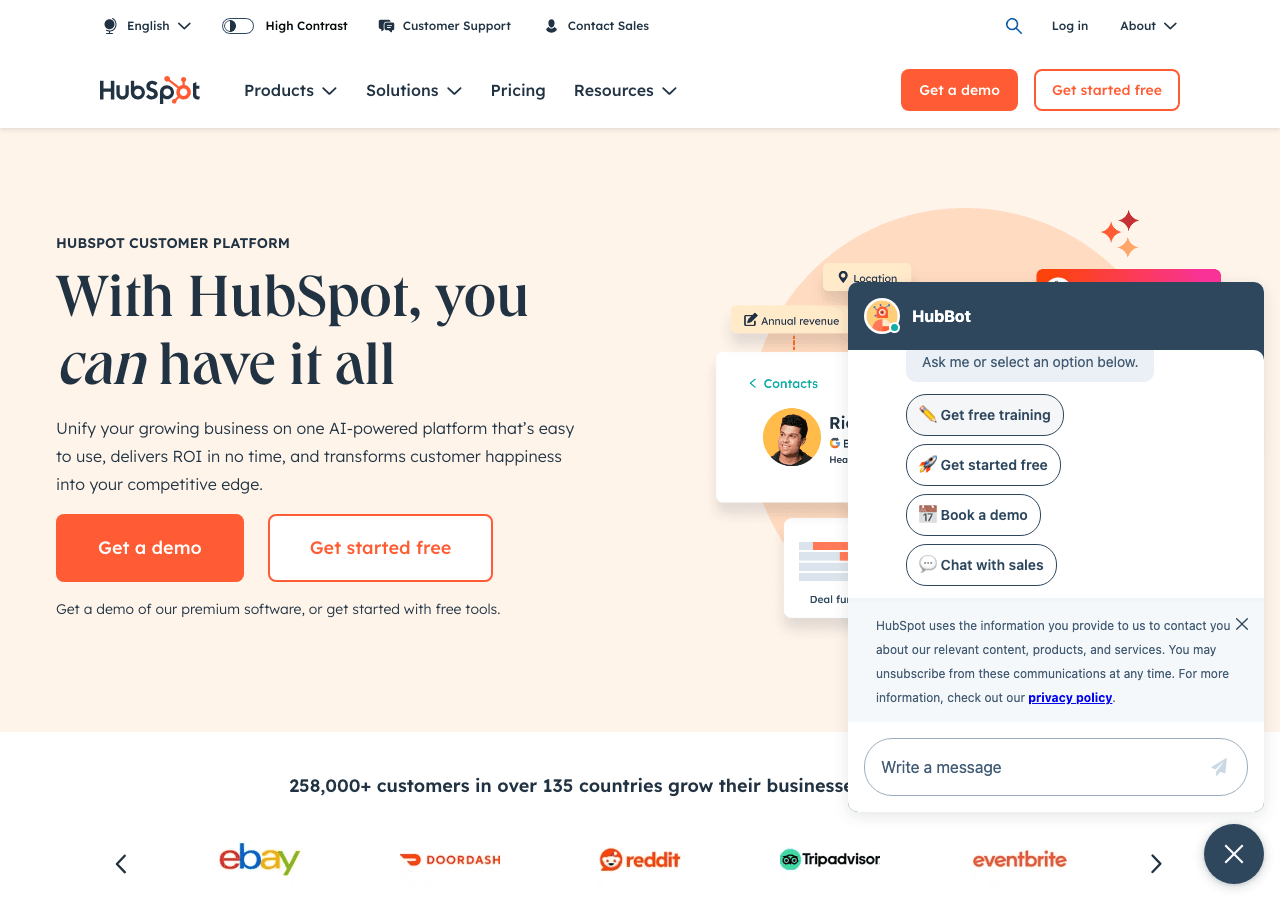 HubSpot Marketing Automation showing Marketing Automation - Where go-to-market teams grow, scale, close, and retain