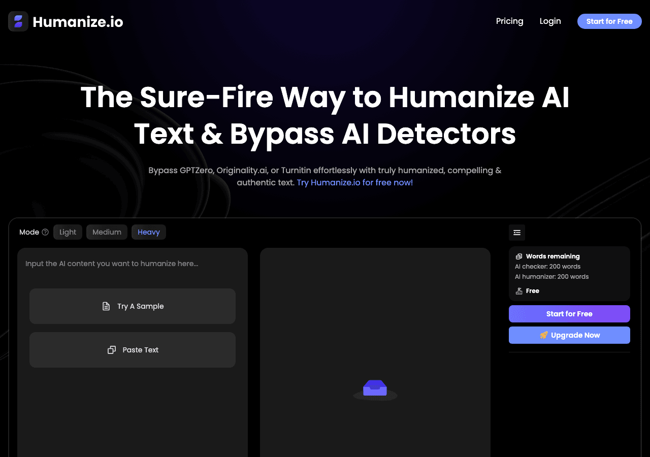 Humanize.io Writing & Translation showing Writing & Translation - Free AI Humanizer Online | Unlimited & No Signup