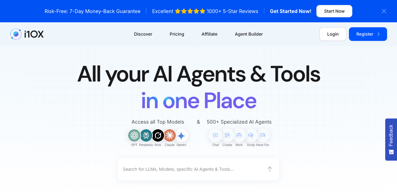 i10X Conversational AI showing Conversational AI - All your AI in one place