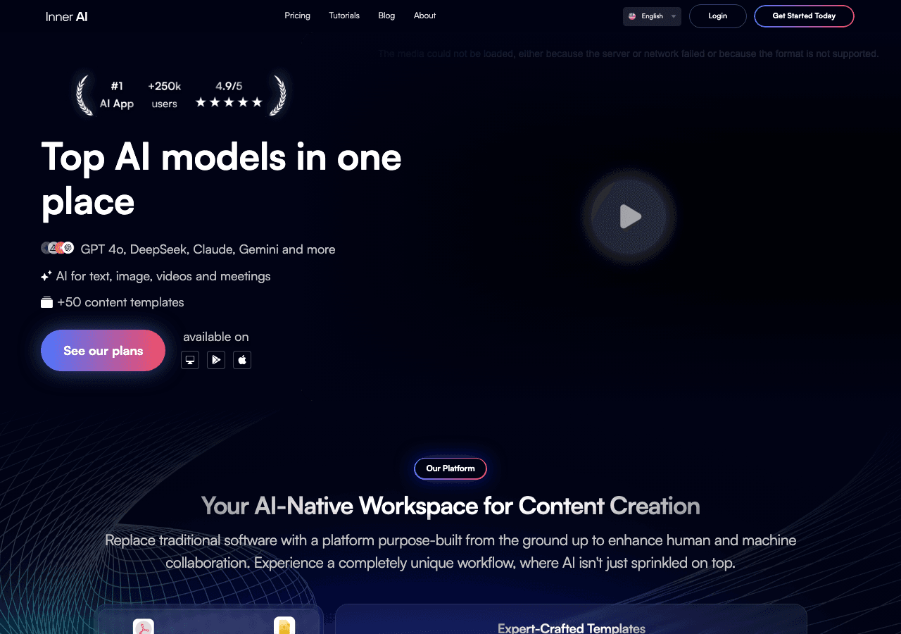 Inner AI Productivity & Collaboration showing Productivity & Collaboration - Empowering AI Solutions