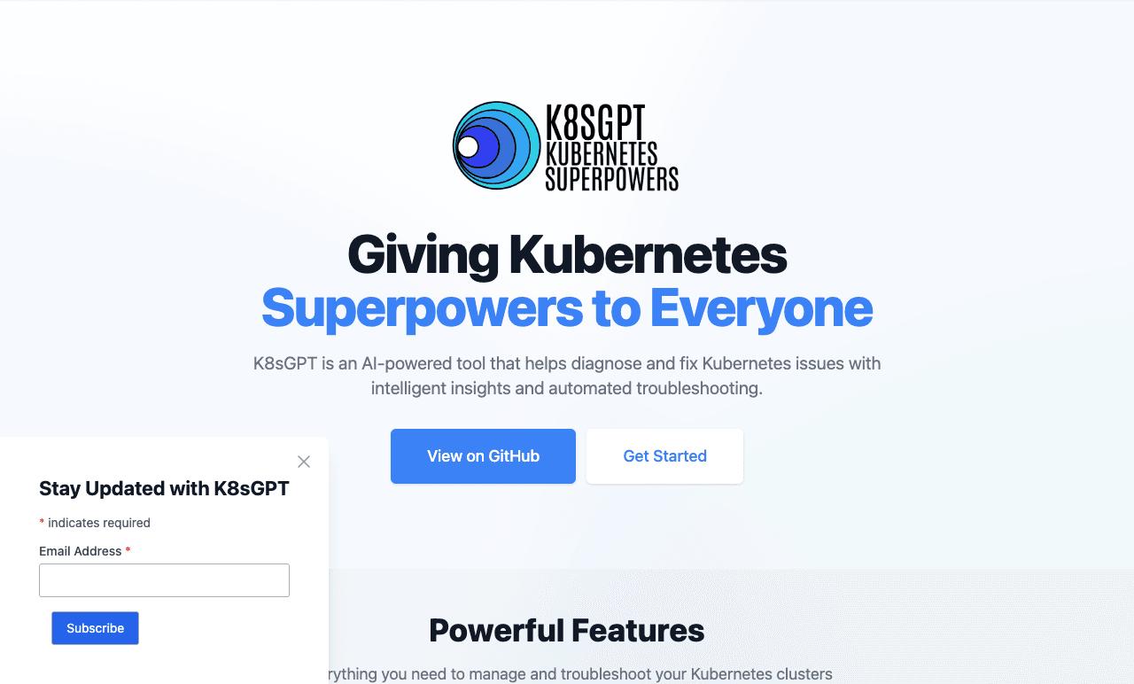 K8sGPT Code Assistance showing Code Assistance - Giving Kubernetes superpowers to everyone