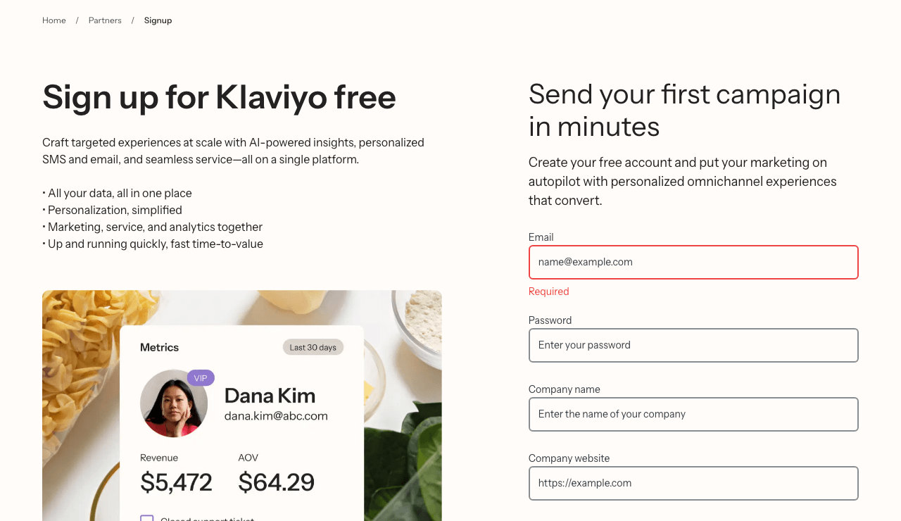 Klaviyo Marketing Automation showing Marketing Automation - AI-powered growth for consumer brands