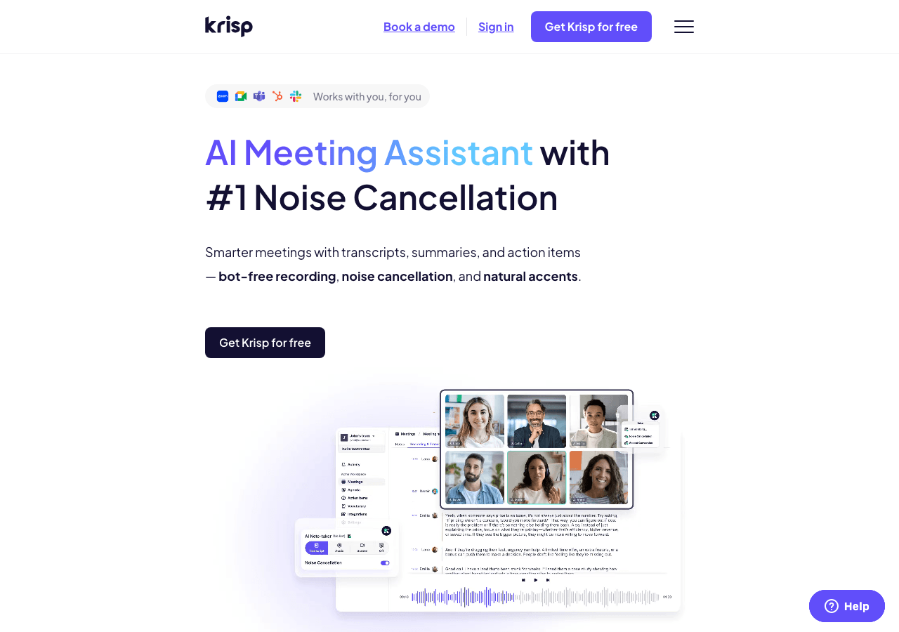 Krisp Audio Editing showing Audio Editing - Mute the noise, not your voice