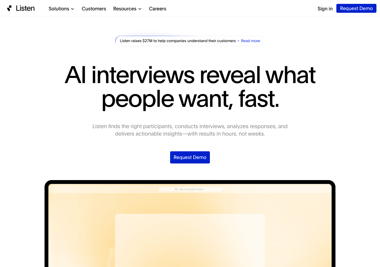 Listen Labs Conversational AI showing Conversational AI - Unleashing insights from audio data