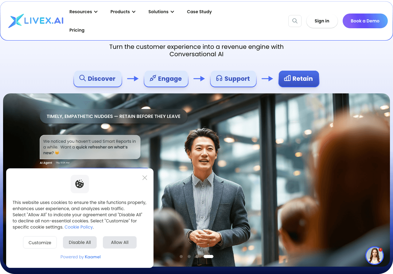 LiveX AI Conversational AI showing Conversational AI - Empowering Content Creation with AI