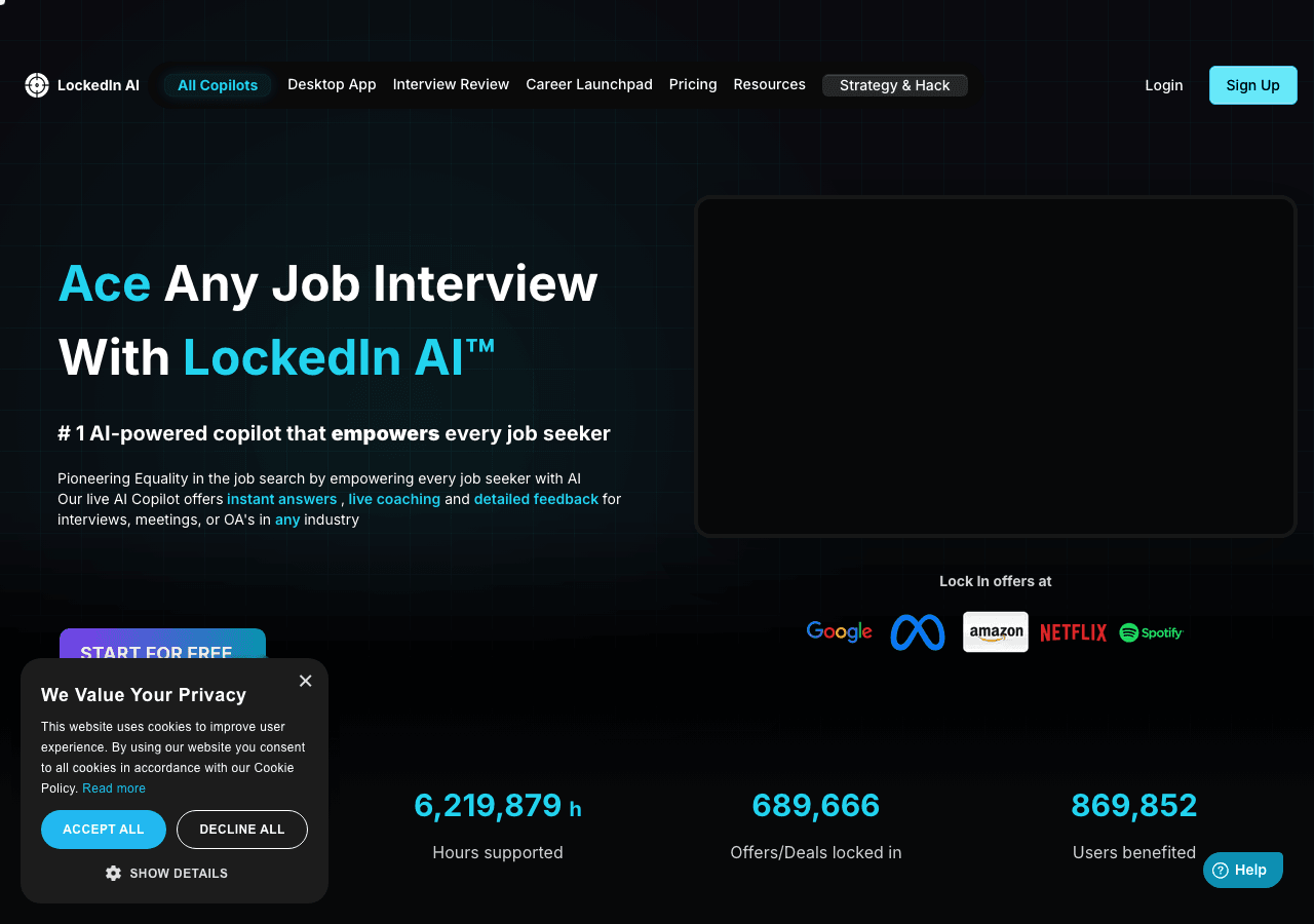 LockedIn AI Conversational AI showing Conversational AI - Your Real-Time AI Interview & Career Copilot