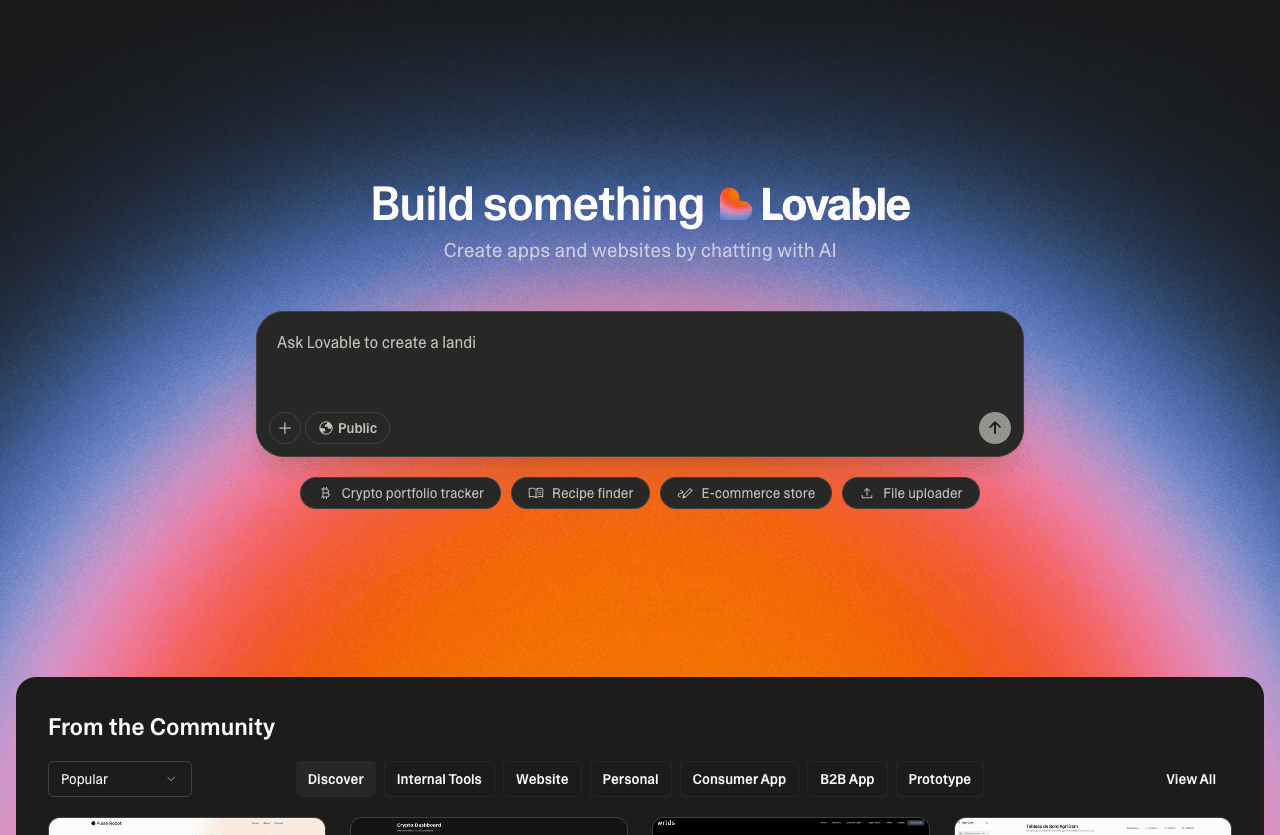 Lovable Screenshot - AI tool for Product Managers