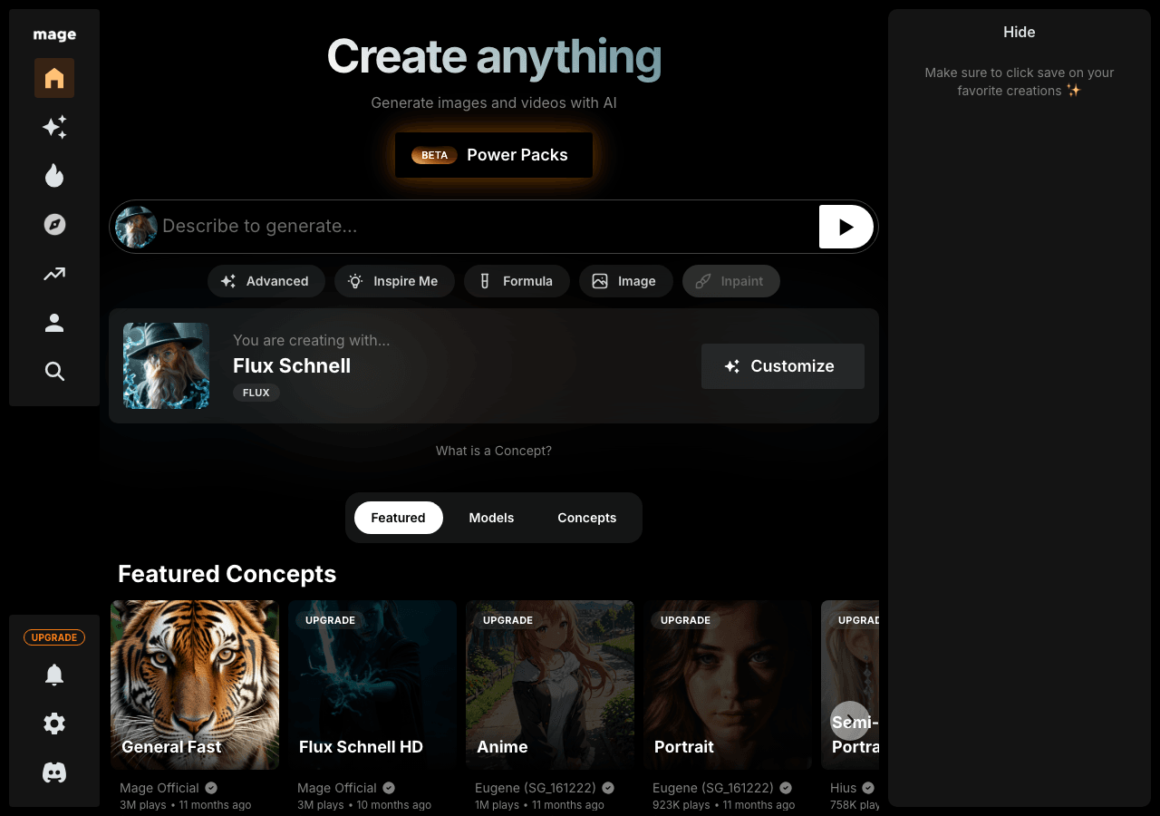Mage.Space Image Generation showing Image Generation - Empower your content with AI