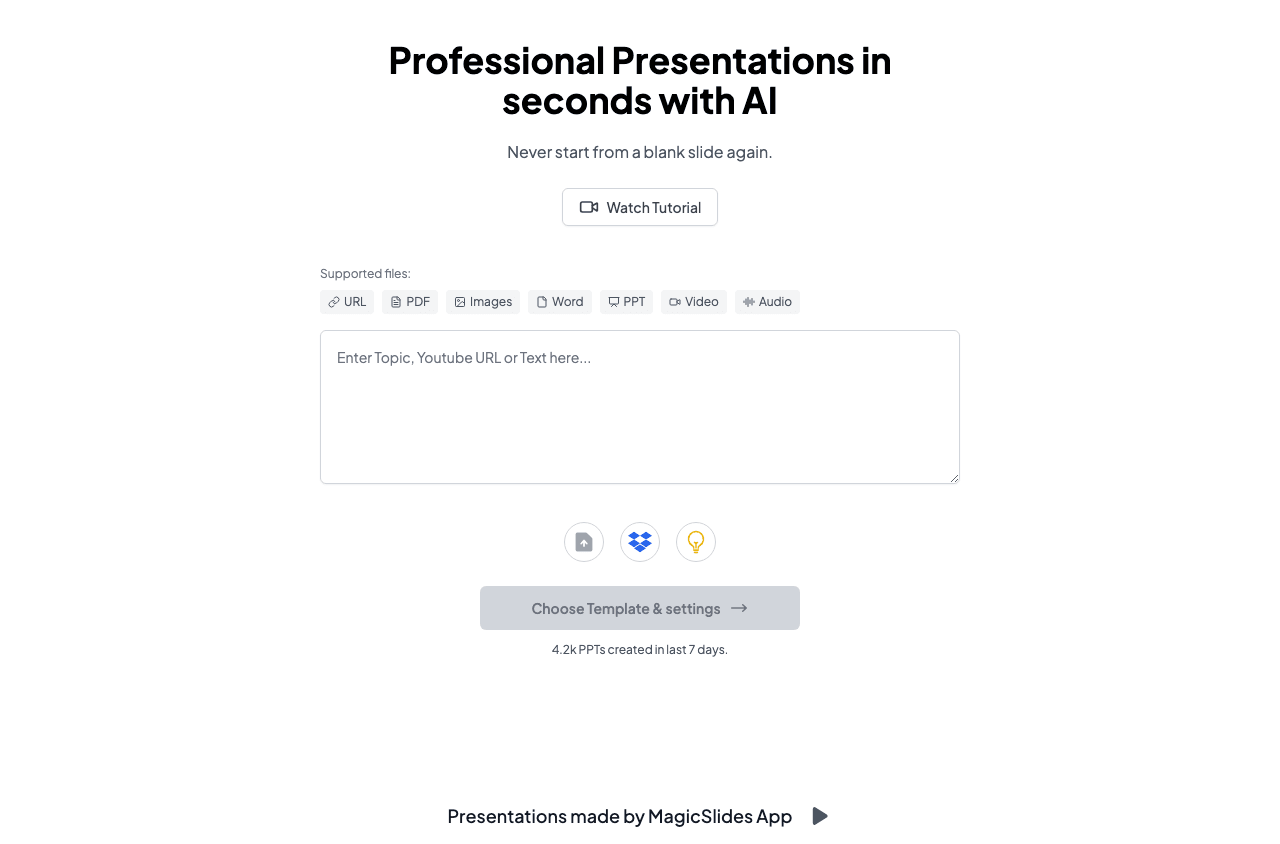 MagicSlides Productivity & Collaboration showing Productivity & Collaboration - Transforming text into beautiful slides!