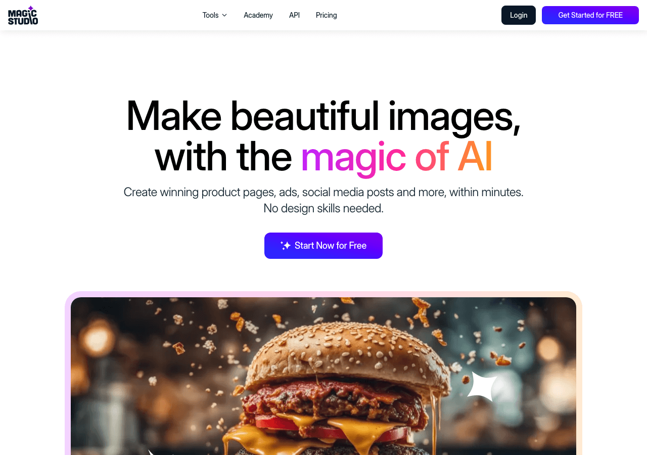 Magic Studio Image Generation showing Image Generation - Make beautiful images with AI
