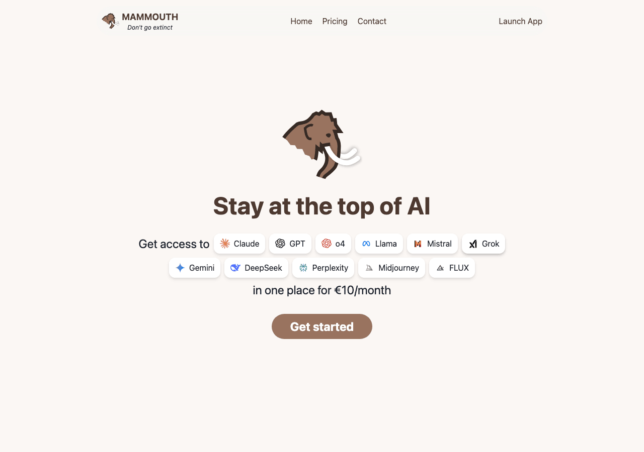 Mammouth AI Conversational AI showing Conversational AI - Empowering AI for All