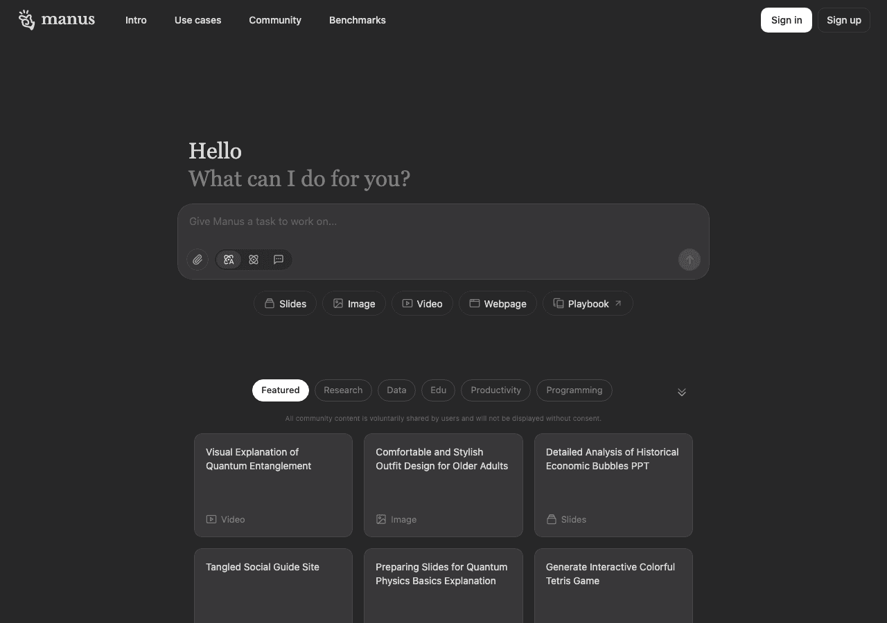 Manus AI Screenshot - AI tool for Remote Workers