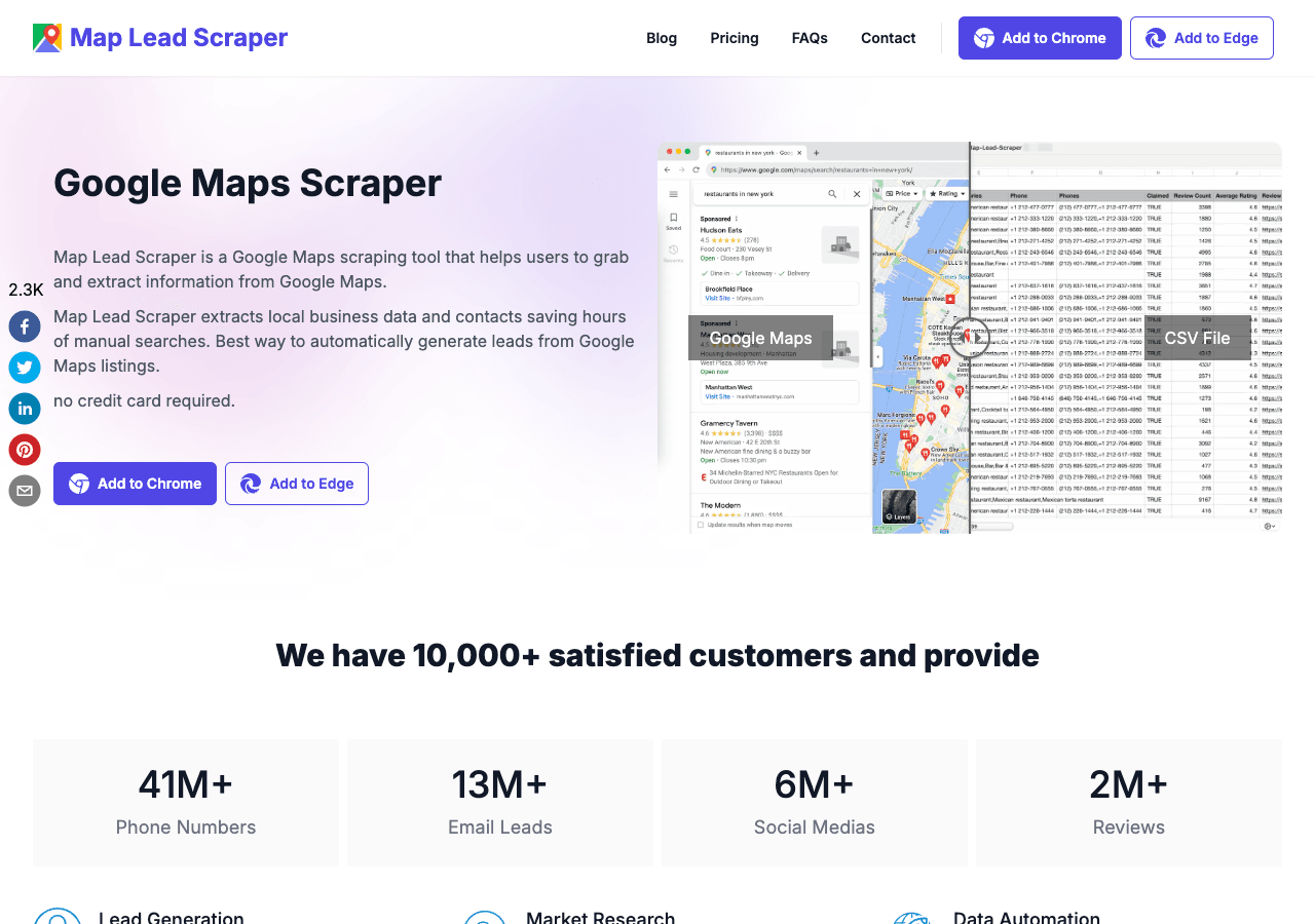 Map Lead Scraper Search & Discovery showing Search & Discovery - Extract Google Maps Leads in Seconds