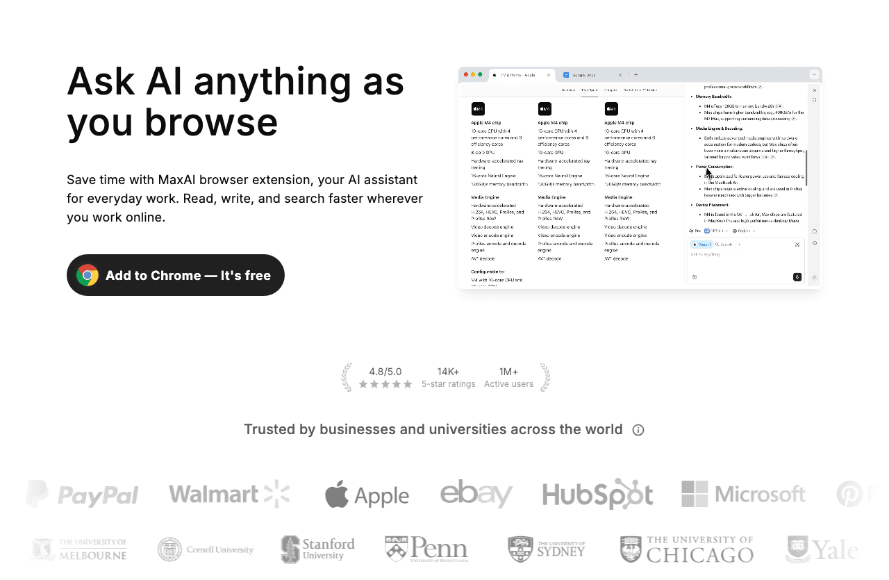 MaxAI.me Conversational AI showing Conversational AI - Empowering AI for Everyone