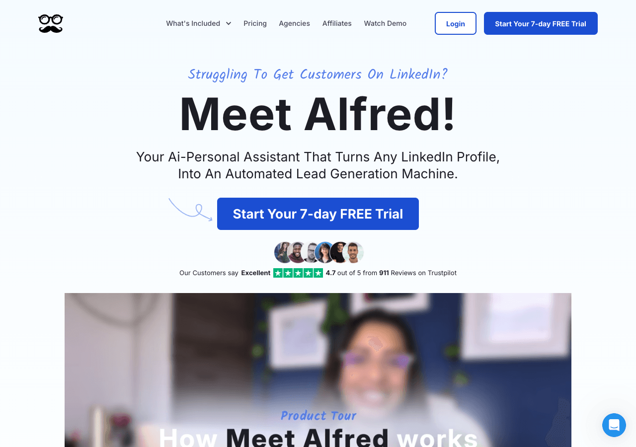 Meet Alfred Marketing Automation showing Marketing Automation - LinkedIn Automation Tool for Multi-Channel Outreach