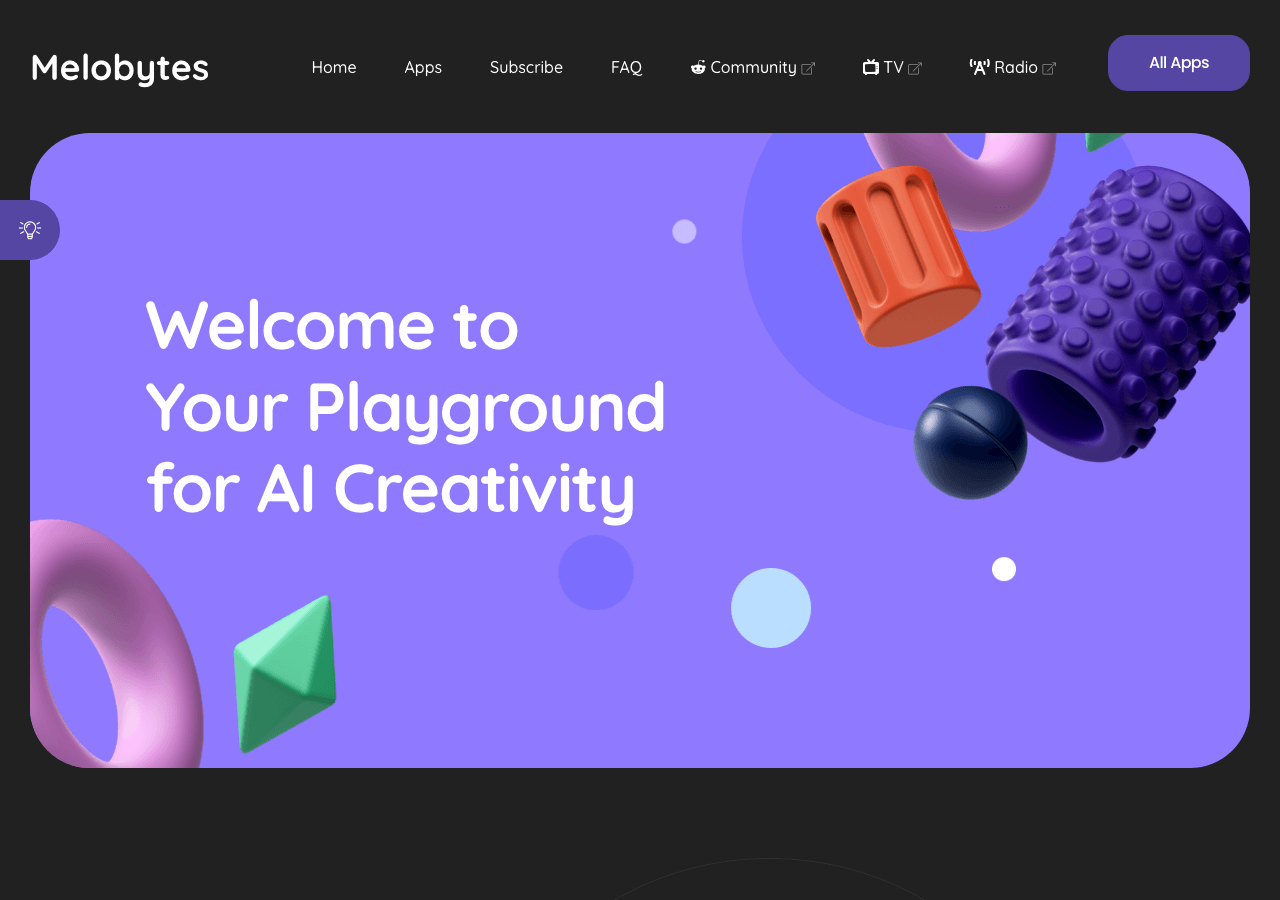 Melobytes.com Music Generation showing Music Generation - Transform text, images, and selfies into music with AI