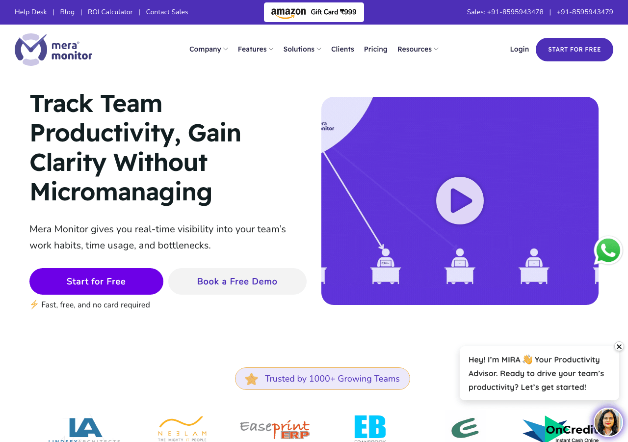 Mera Work Data Analytics showing Data Analytics - Boost productivity with AI-powered employee monitoring and real-time insigh