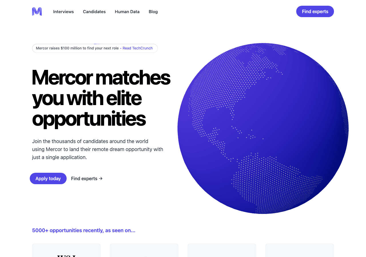 Mercor Conversational AI showing Conversational AI - Empowering Global Communication