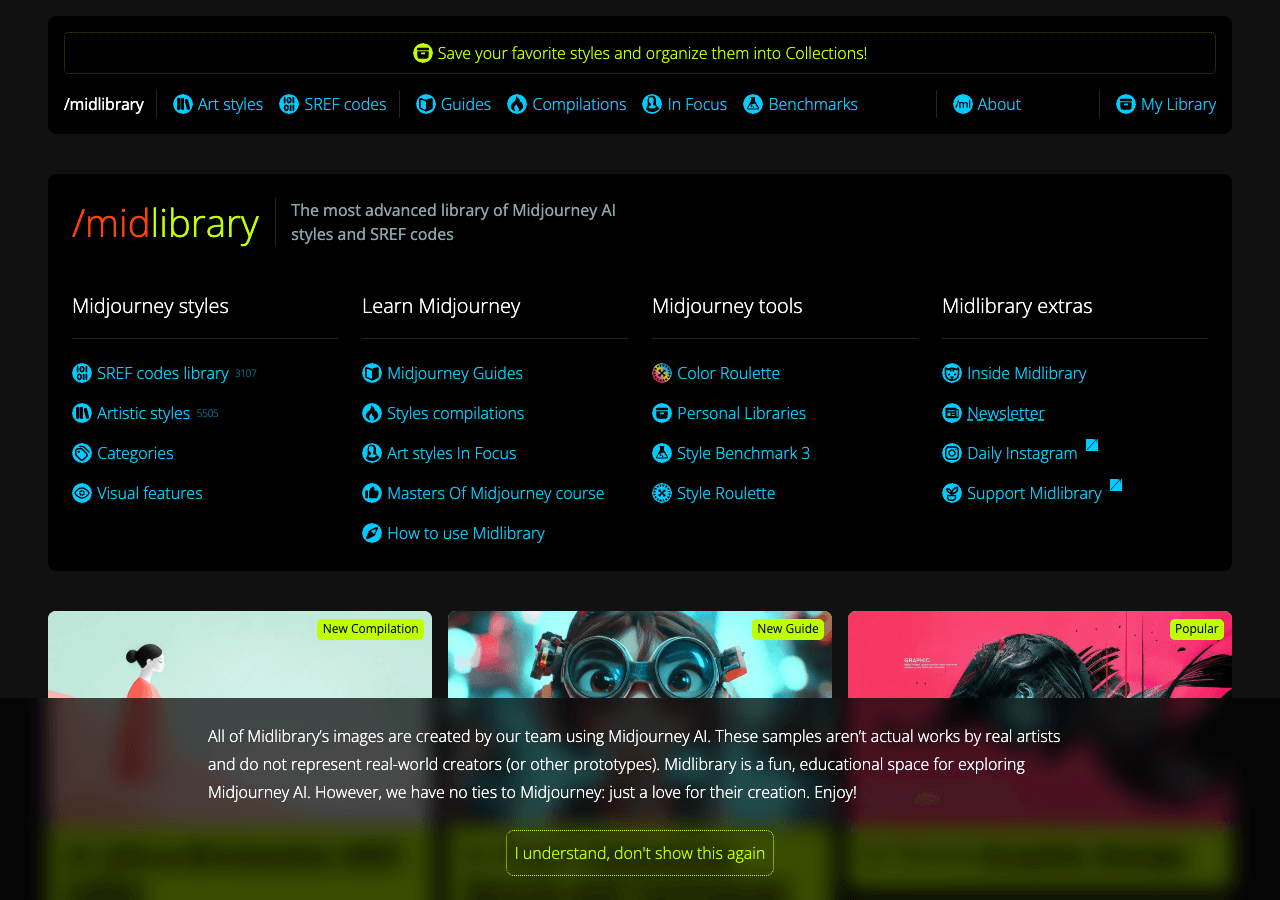 Midlibrary Image Generation showing Image Generation - Unlock Creative Potential with Midjourney Styles & Tools