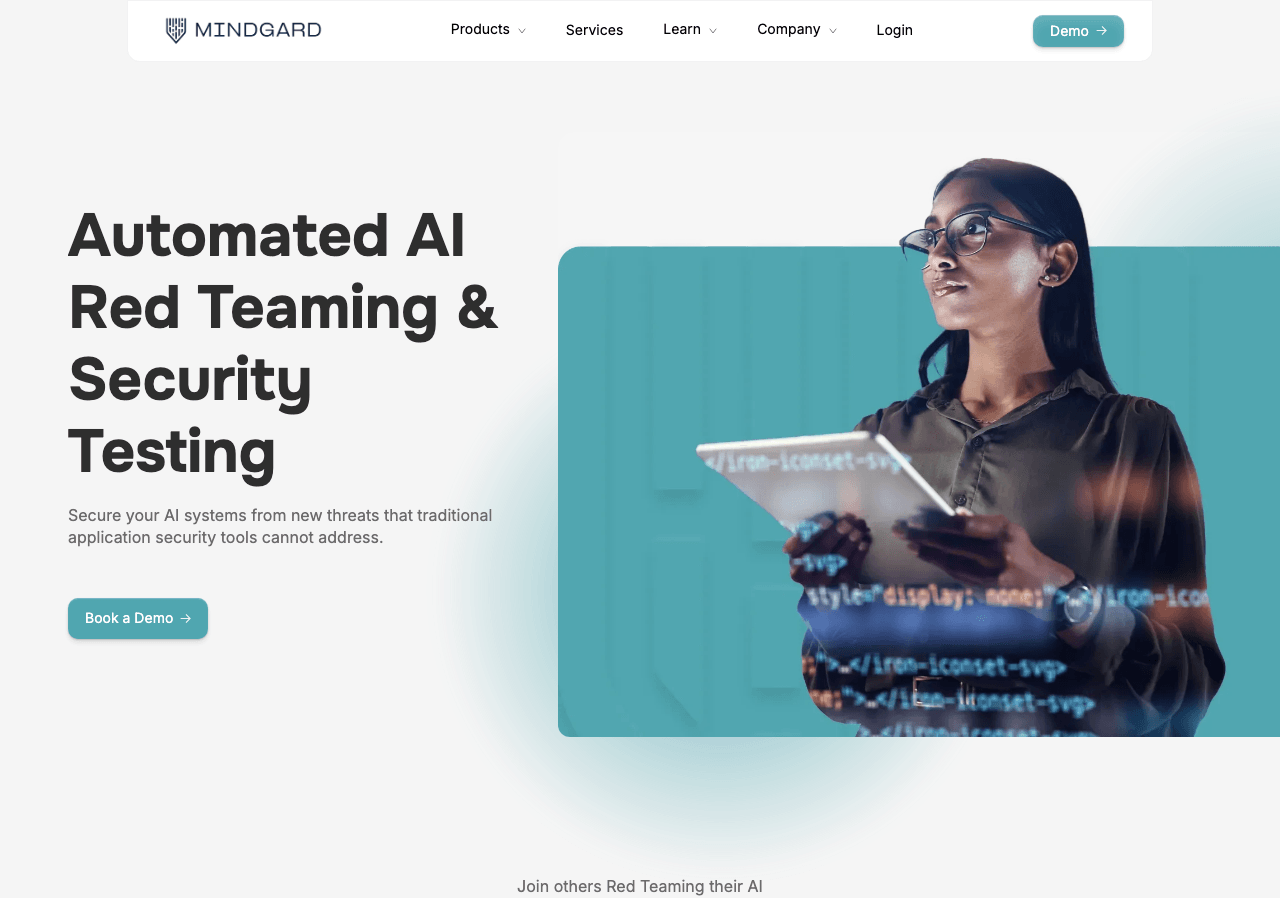 Mindgard Data Analytics showing Data Analytics - Map your AI attack surface, measure and validate your risk, actively defend