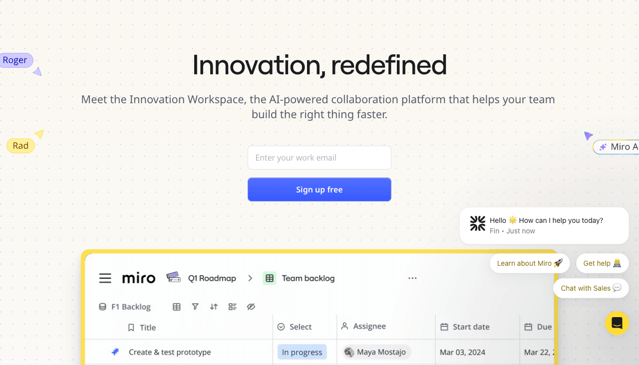 Miro Productivity & Collaboration showing Productivity & Collaboration - The AI Innovation Workspace