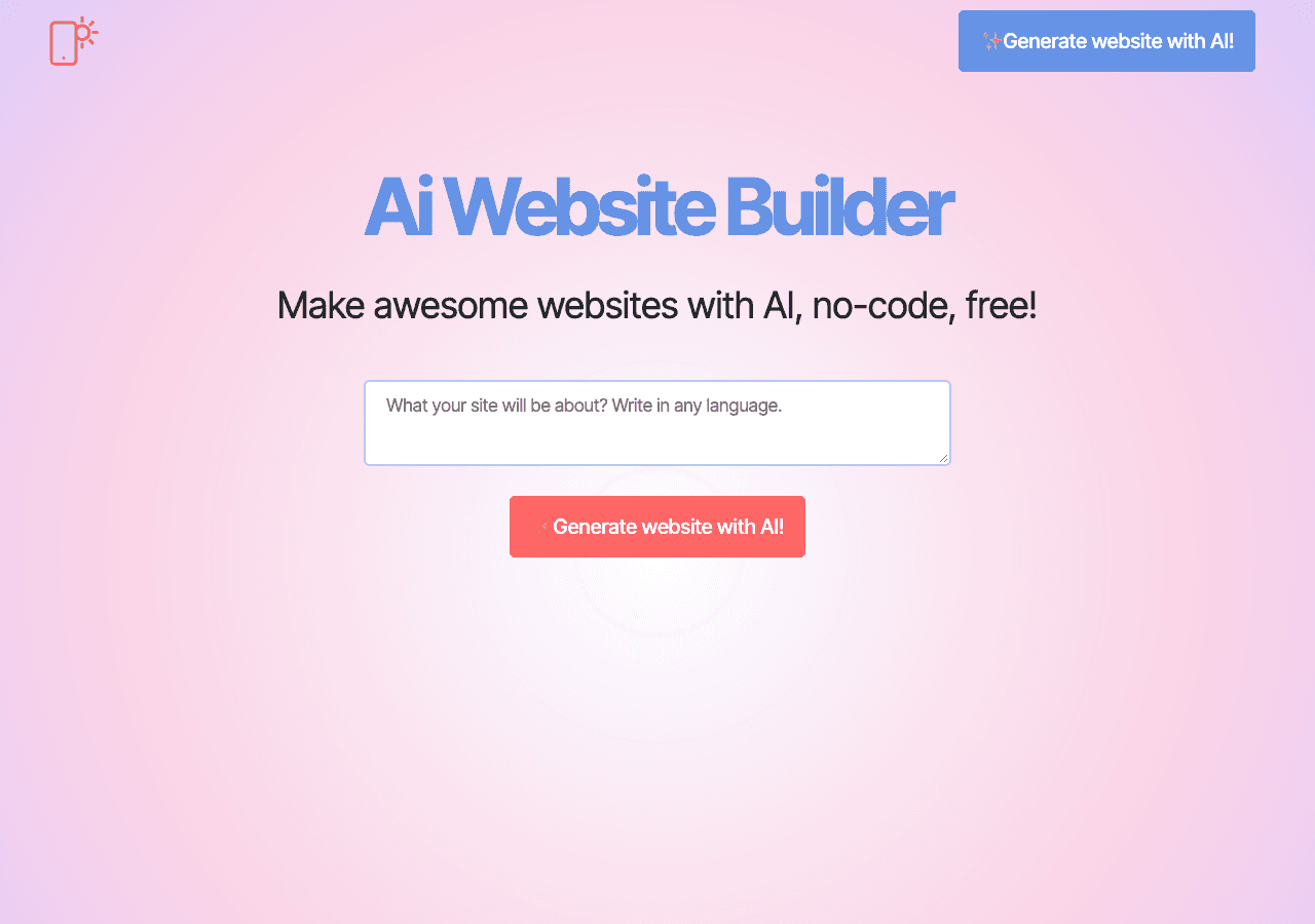 Mobirise AI Website Builder Design showing website builder - Build your website with AI effortlessly
