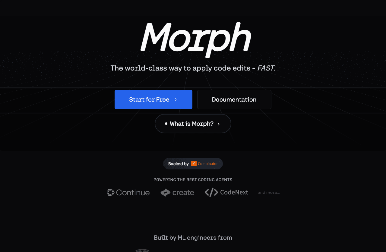 Morph Code Assistance showing Code Assistance - Apply AI code edits at 10,500+ tokens per second