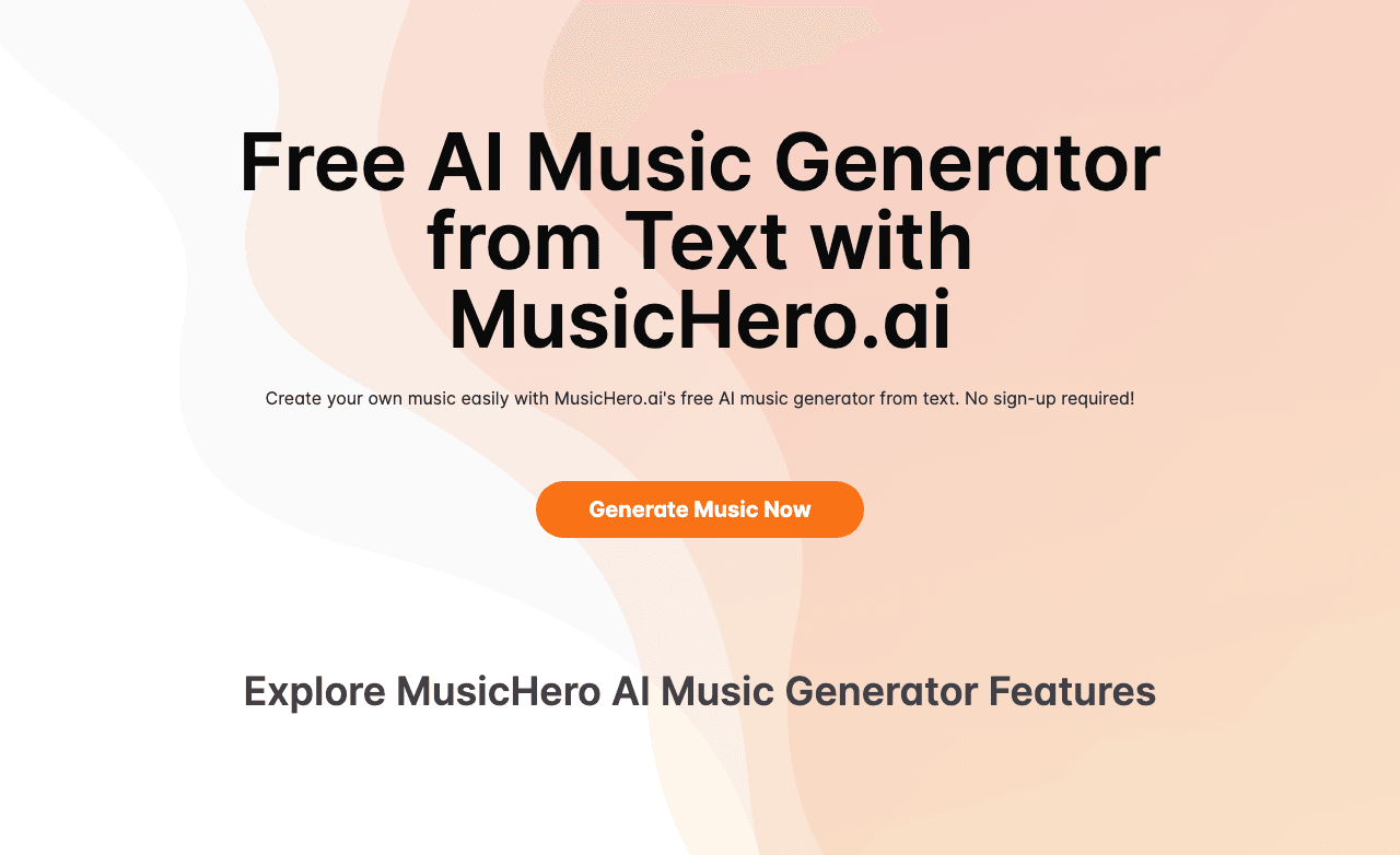 MusicHero.ai Music Generation showing Music Generation - Empower Your Music with AI