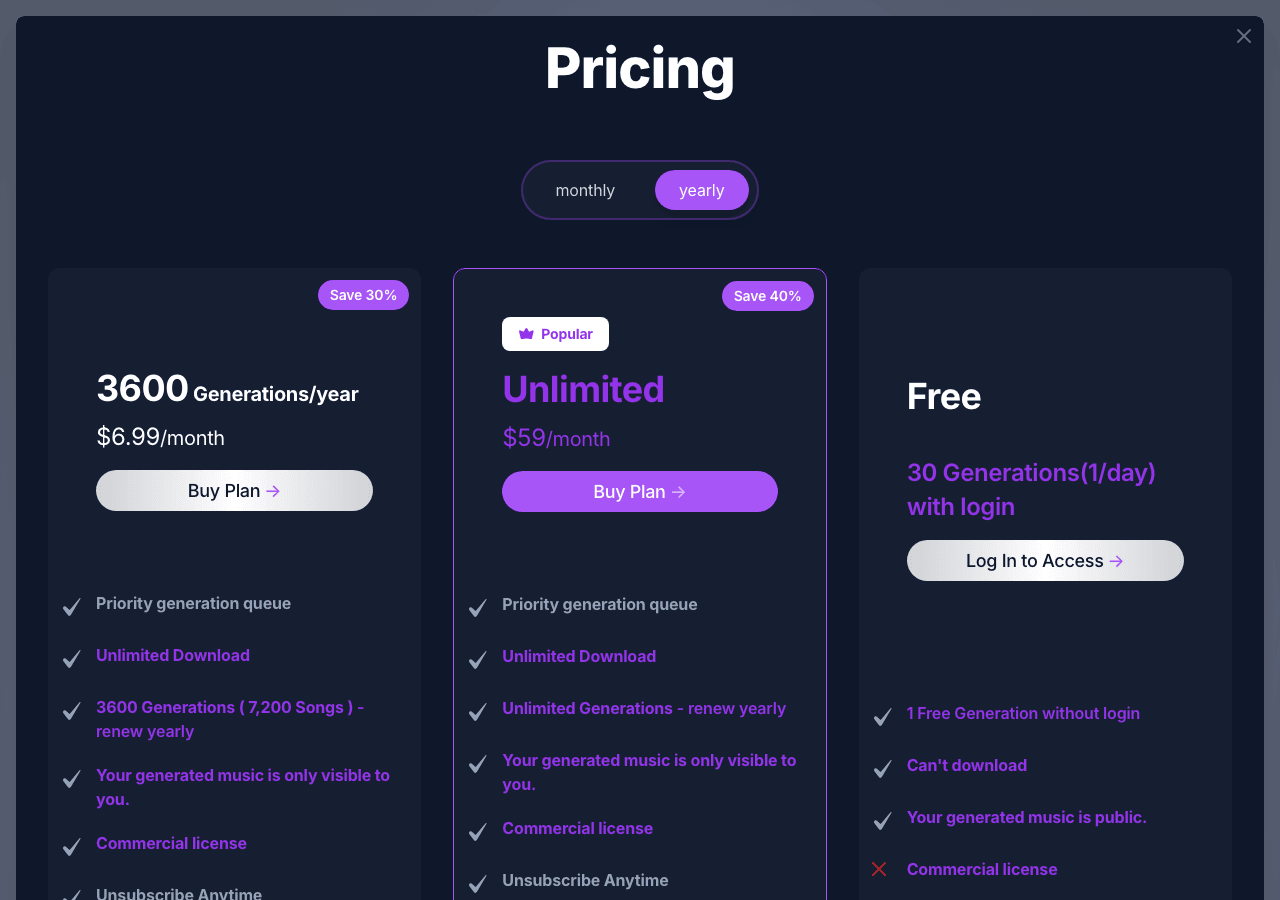 Musick.ai Audio Generation showing Audio Generation - Unlock the Power of Music with AI
