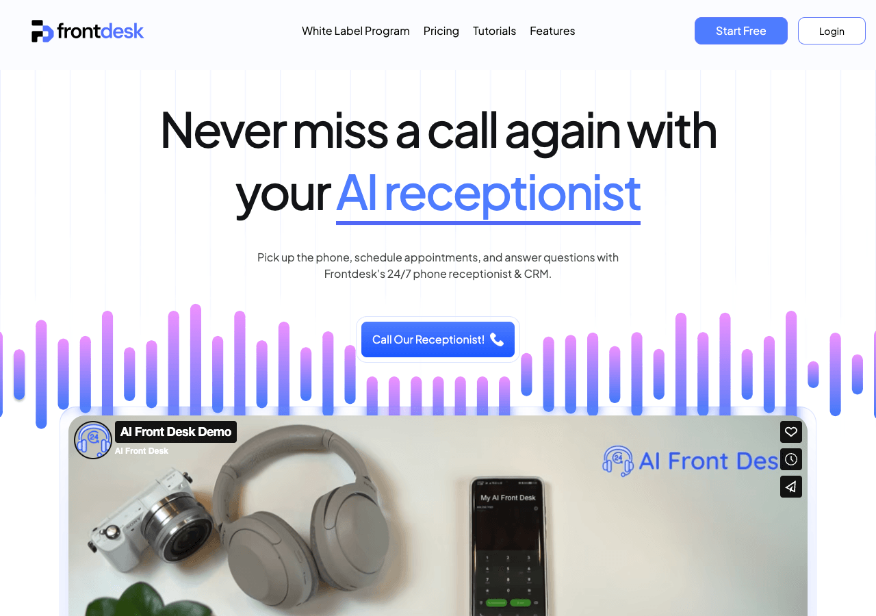 Frontdesk | AI Phone Receptionist Conversational AI showing Conversational AI - 24/7 AI Receptionist That Integrates With Eve