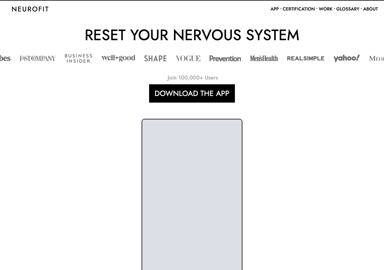 NEUROFIT App Productivity & Collaboration showing Productivity & Collaboration - Nervous System Fitness. Fast Stress Relief.
