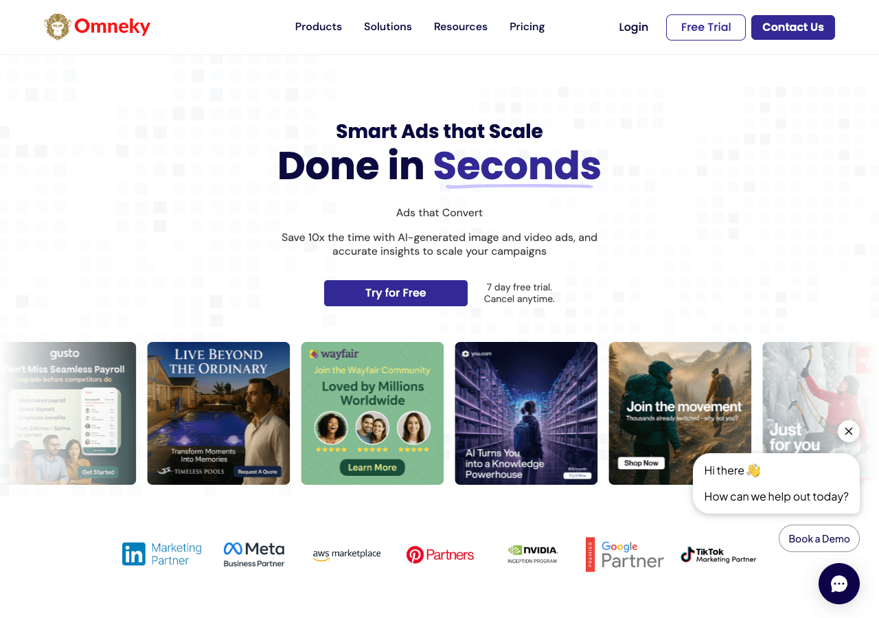Omneky Marketing Automation showing Marketing Automation - Scale and Optimize Ad Campaigns with AI-Powered Tools