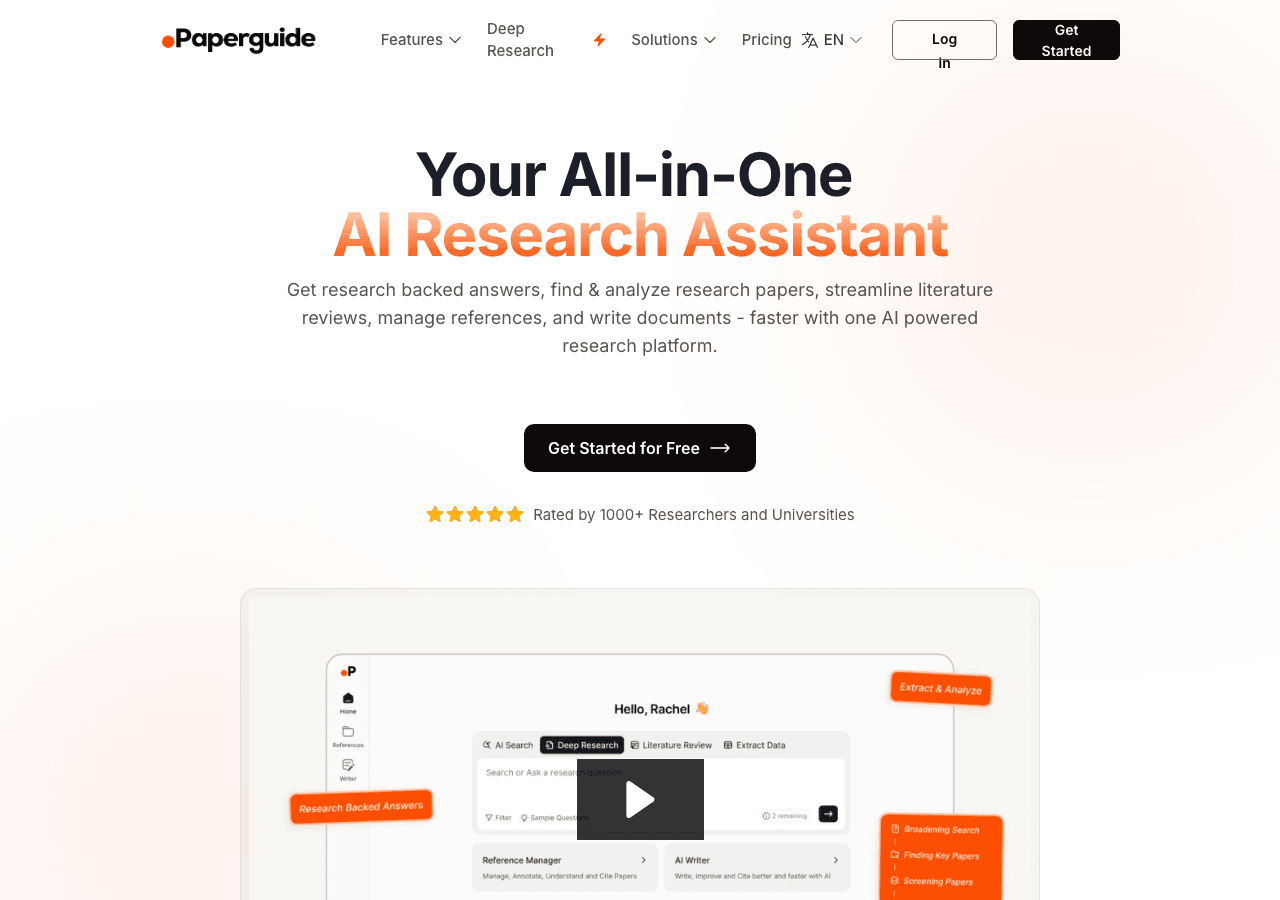 Paperguide Writing & Translation showing Writing & Translation - Your AI-powered research assistant
